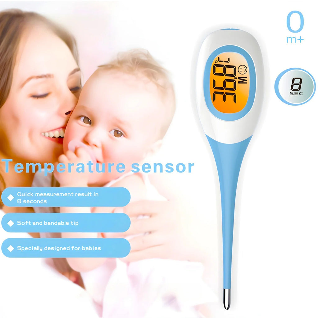 8 Seconds Backlit Fever Thermometer Medical Household Digital LCD Medical Fast Measure Kids Baby Child Adult Body Soft