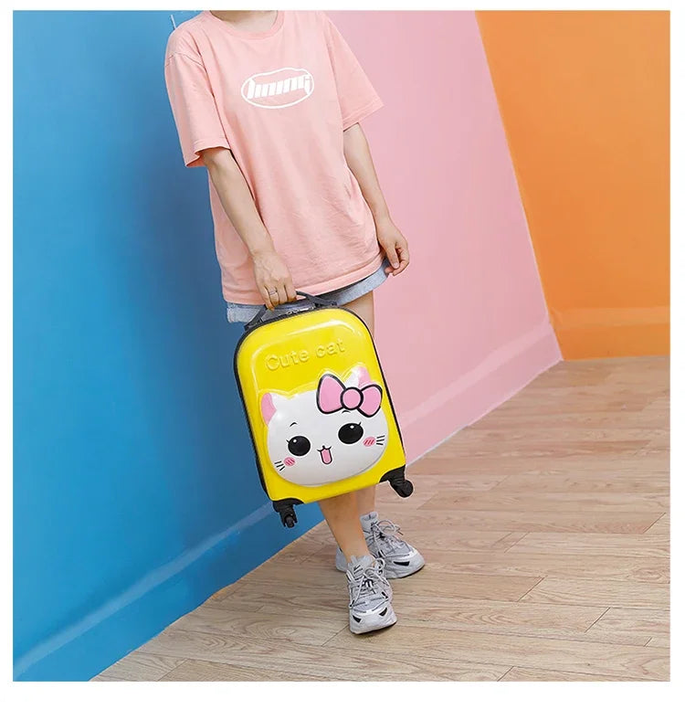 XQ kids travel suitcase 18-inch carry ons luggage trolley case for girls boys gift cabin rolling luggage spinner cute Cartoon