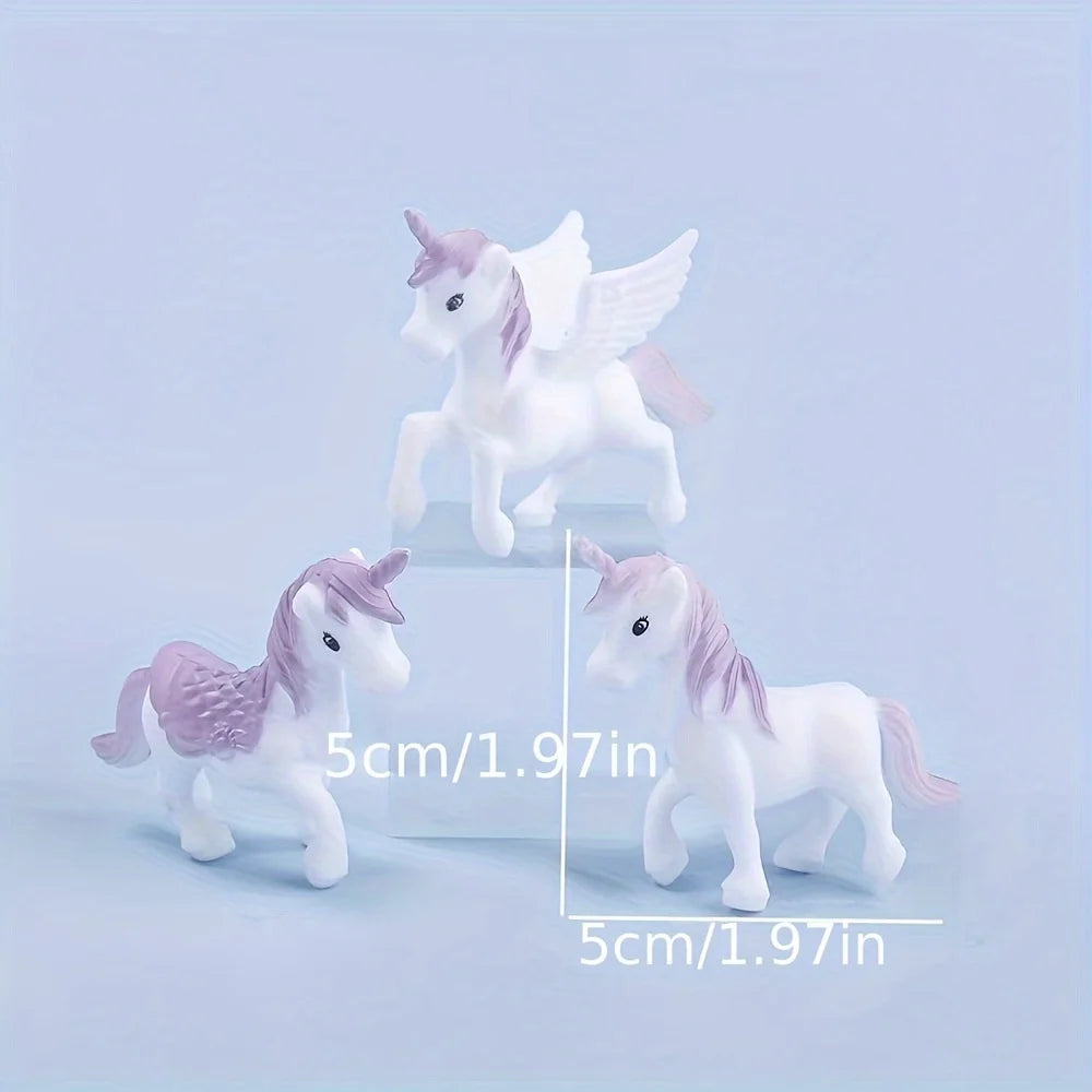 3/6pcs Mini Unicorn Cake Decoration set, Plastic Materia,Girl Birthday Party Supplies,Purple & Pink Unicorn Cake Topper
