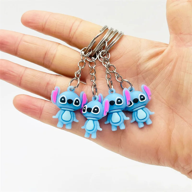 10Pcs/Lot Cartoon Cute Disnesy Stitch Mini Keychain Kawaii Doll Keyring Fashion Bag Cute Ornament Pandent for Girls Gifts Toys