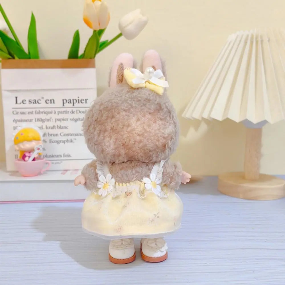 Doll Leather Shoes Labubu Bow Shoes for 17cm Labubu 10cm EXO /Cotton Doll Finger Shoes