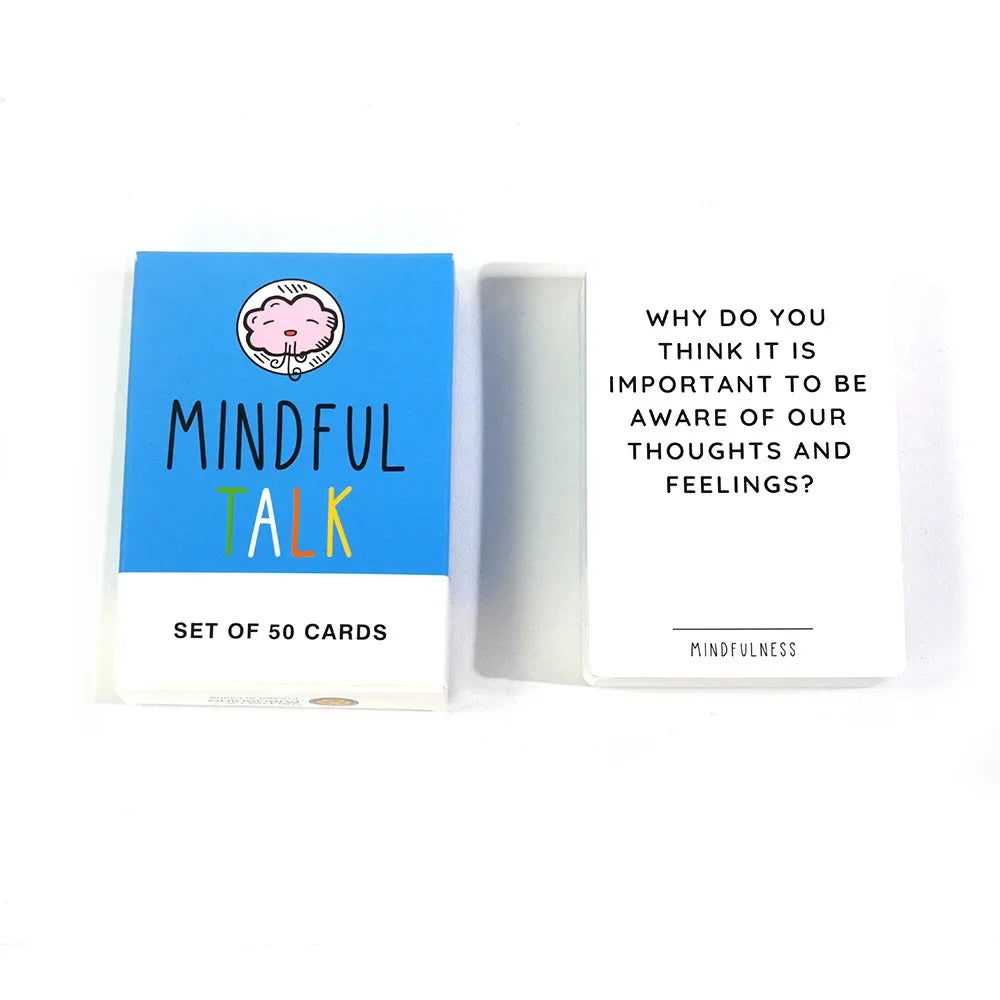 Mindfulness Game for Kids - 50 Mindfulness Activities for Kindness, Focus and Calm Mindful Talk Cards for Children and Parents C
