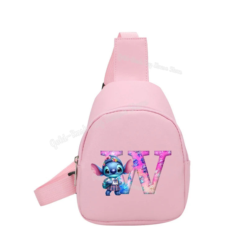 Cartoon Lilo&stitch Pu Chest Bag Mini Outdoor ShoulderBag Boy Girl Satchel Bags Costume Accessories Students Crossbady Bag Purse