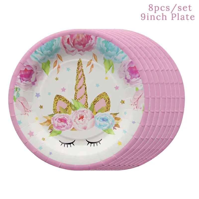 Unicorn Birthday Decorations for Girl Plate Napkin Cup cake topper Unicorn Party Supplies Kids Birthday Party Decor Baby Shower