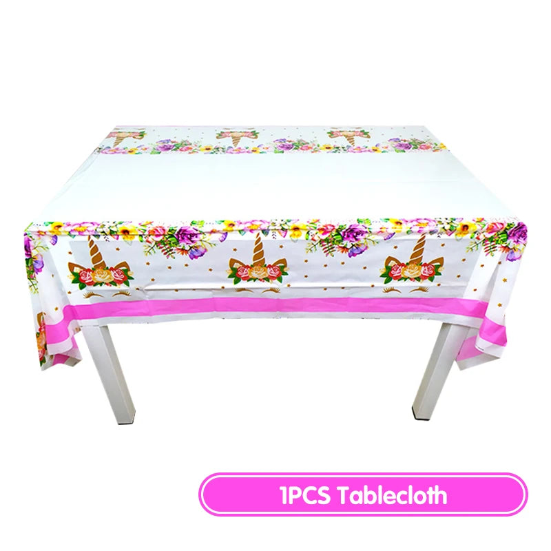 Unicorn Birthday Decoration Face Mask Gift Bags Tablecloth Unicorn Happy Birthday Balloons Candy Box Kids Birthday Party Favors