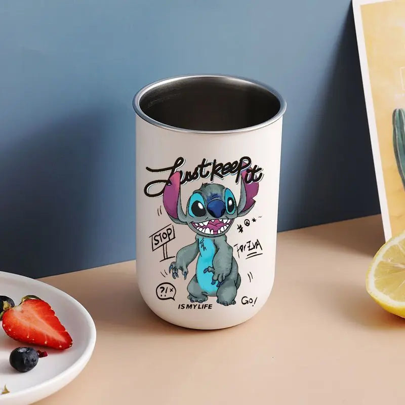 New Lilo & Stitch Cartoon Animation Creative Stainless Steel Mouthwash Cup Fashionable Personality High-Looking Toothbrush Cup