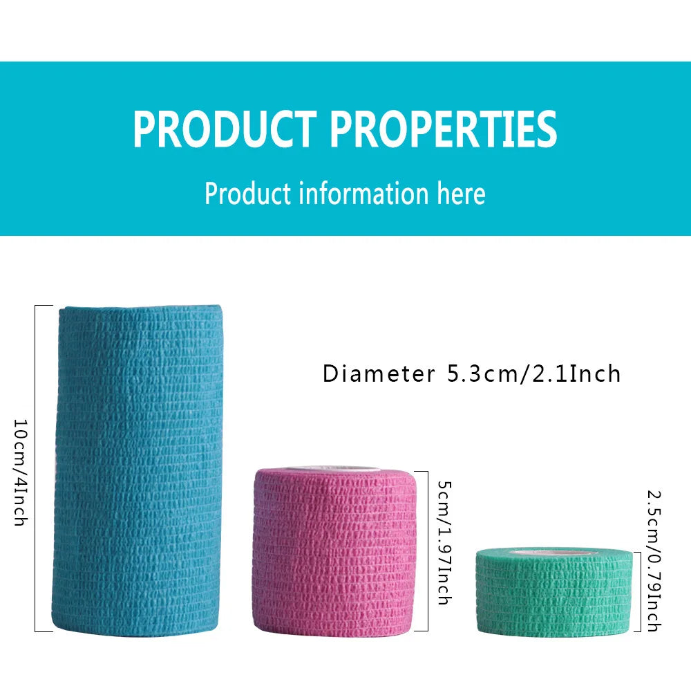 1Roll 2.5/5/10cm*4.5m Gauze Medical Bandage Self-adhesive Breathable Elastic Bandages for Sports Fixing Finger Wrist Leg Tapes