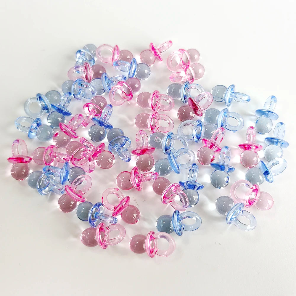 50Pcs Transparent Acrylic Mini Pacifier Baby Shower Girl Boy Birthday Holiday Party Table Decoration Supplies Game Decoration