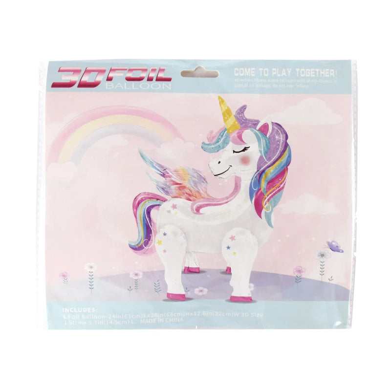 Rainbow Unicorn Standing Foil Balloons Kids Girls Unicorn Birthday Party Decoration Favors Baby Shower Supplies Animal Balloon