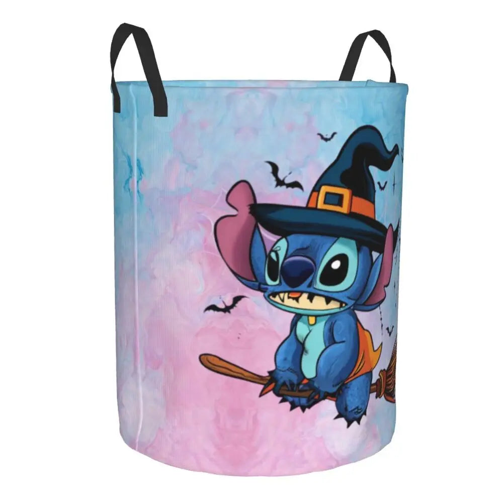 Customized SLilo And Stitch Cartoon Laundry Hamper Large Storage Basket Anime Kids Nursery Toy Organizer