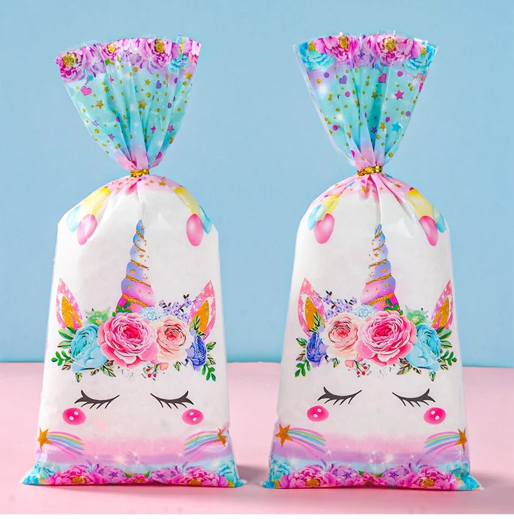 25/50/100pcs Unicorn Candy Bags Gift Packing Bags Birthday Party Decor Gift Bag for Guest Girl Birthday Supplies Baby Shower