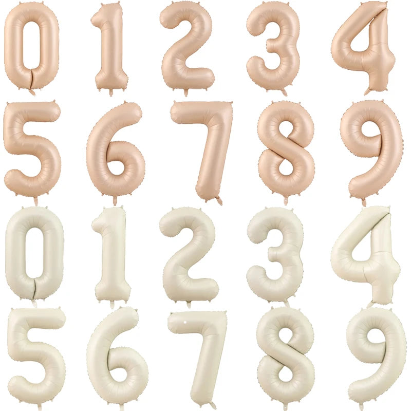 32/40Inch Cream Color Number Balloons 1-9 Large Digital Foil Helium Ball Girl Kids Adult Happy Birthday Party Decoration Wedding