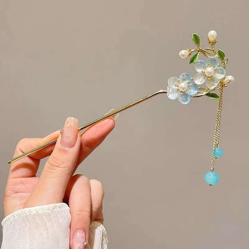 Retro Antique Tassel Phoenix Student Pearl Rhinestone Butterfly Hair Stick Jewelry Wedding Hair Accessories Charm Metal Hairpins