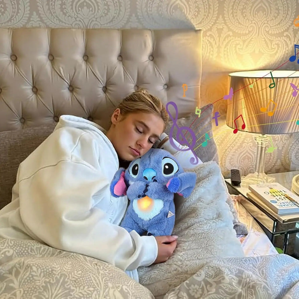 New 30cm Plush Breathing Stitch Doll Soothing Peluche Lilo&Stitch Kawaii Toy Anime Music Light Child Sleep Model Kid Gift