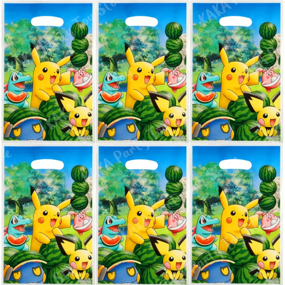 10/20/30Pcs Pokemon Gift Bags Pikachu Candy Packing Bag Loot Bag Kids Boys Girls Birthday Party Decoration Supplies Baby Shower