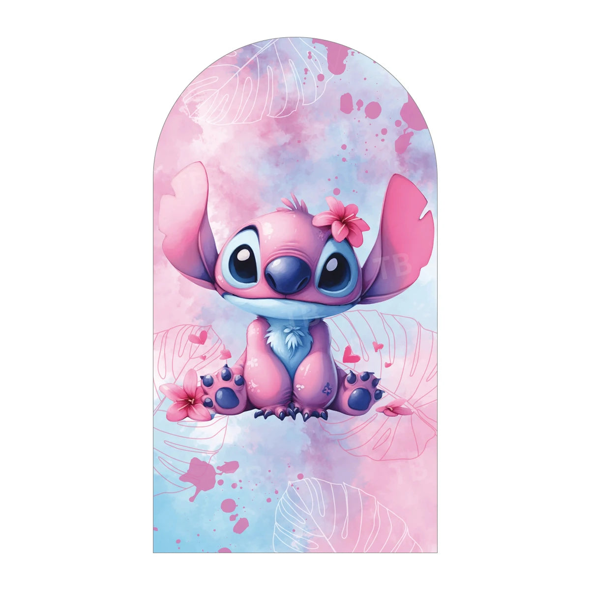 Watercolor Lilo & Stitch Theme Arch Backdrop Cover for Kids Birthday Party Baby Shower Decoration Custom Photography Backdrop