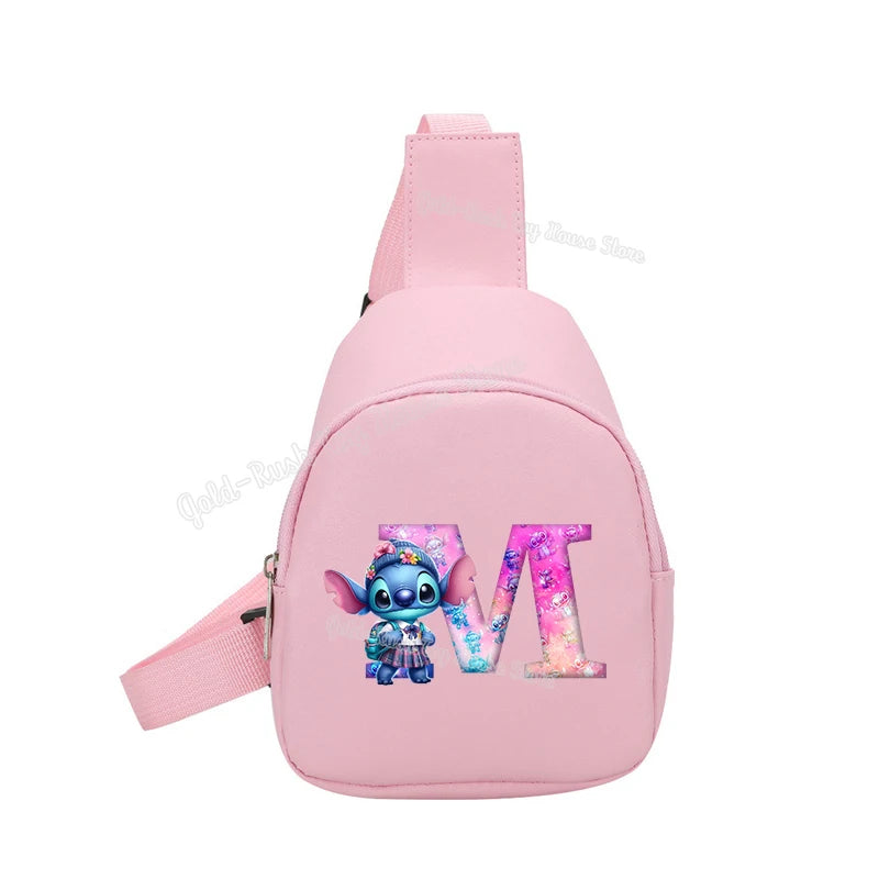 Cartoon Lilo&stitch Pu Chest Bag Mini Outdoor ShoulderBag Boy Girl Satchel Bags Costume Accessories Students Crossbady Bag Purse