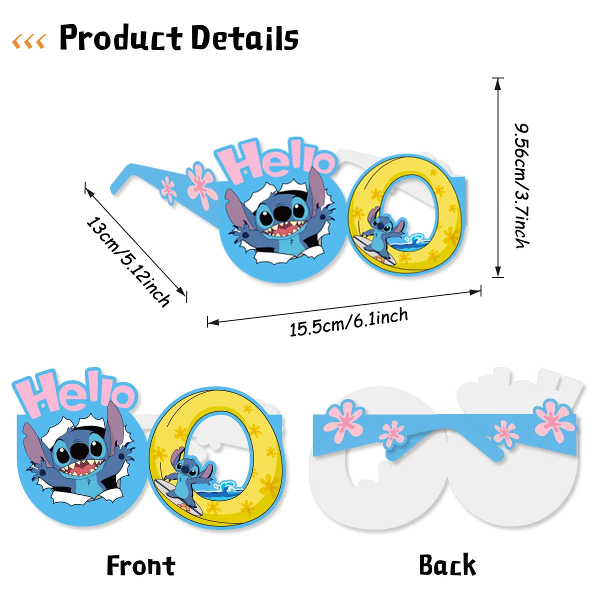 8pcs Anime Stitch Theme Party Paper Glasses Stitch Photo props Kids Boys Happy Birthday Party Decor Cartoon Mask Gift Toy