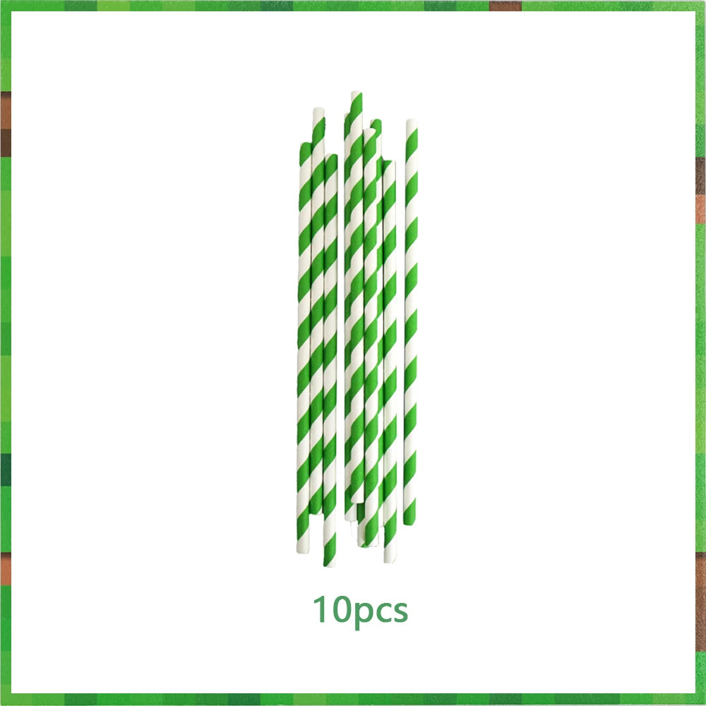 Miner Crafting Pixel Video Game Party Decor Disposable Tableware Backdrop For Kids Party Supplies Cup Plate Banner Toy Gifts