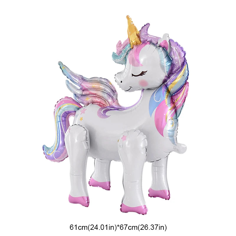 Rainbow Unicorn Standing Foil Balloons Kids Girls Unicorn Birthday Party Decoration Favors Baby Shower Supplies Animal Balloon