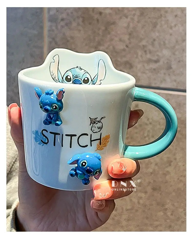Best Selling Lilo & Stitch Creative Casual Ceramic Mug Office Desk Bedroom Restaurant Boys and Girls Birthday Gift Drinking Cup