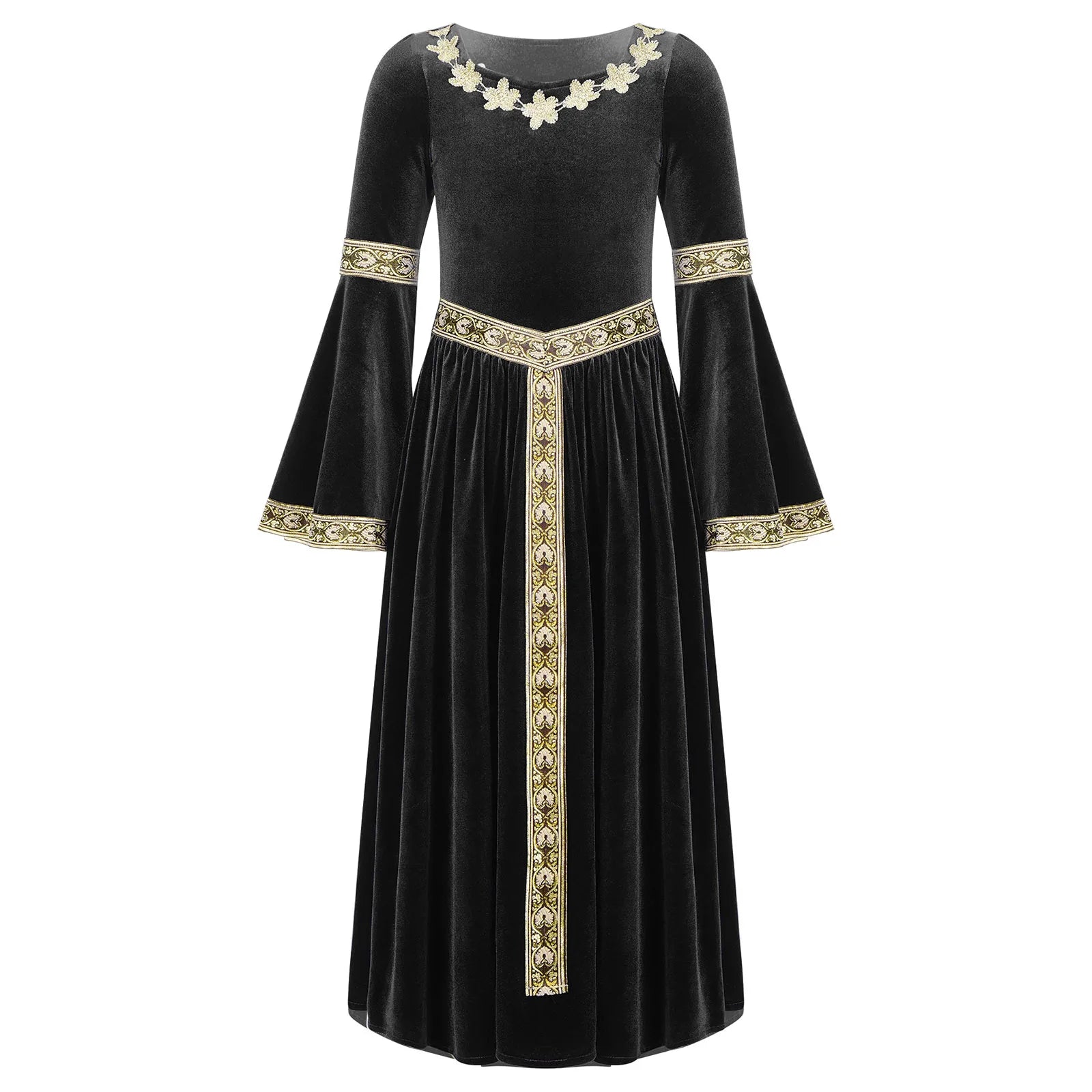 Girls Medieval Renaissance Velvet Dress Princess Queen Cosplay Costume Christmas Xmas Halloween New Year Carnival Party Dress