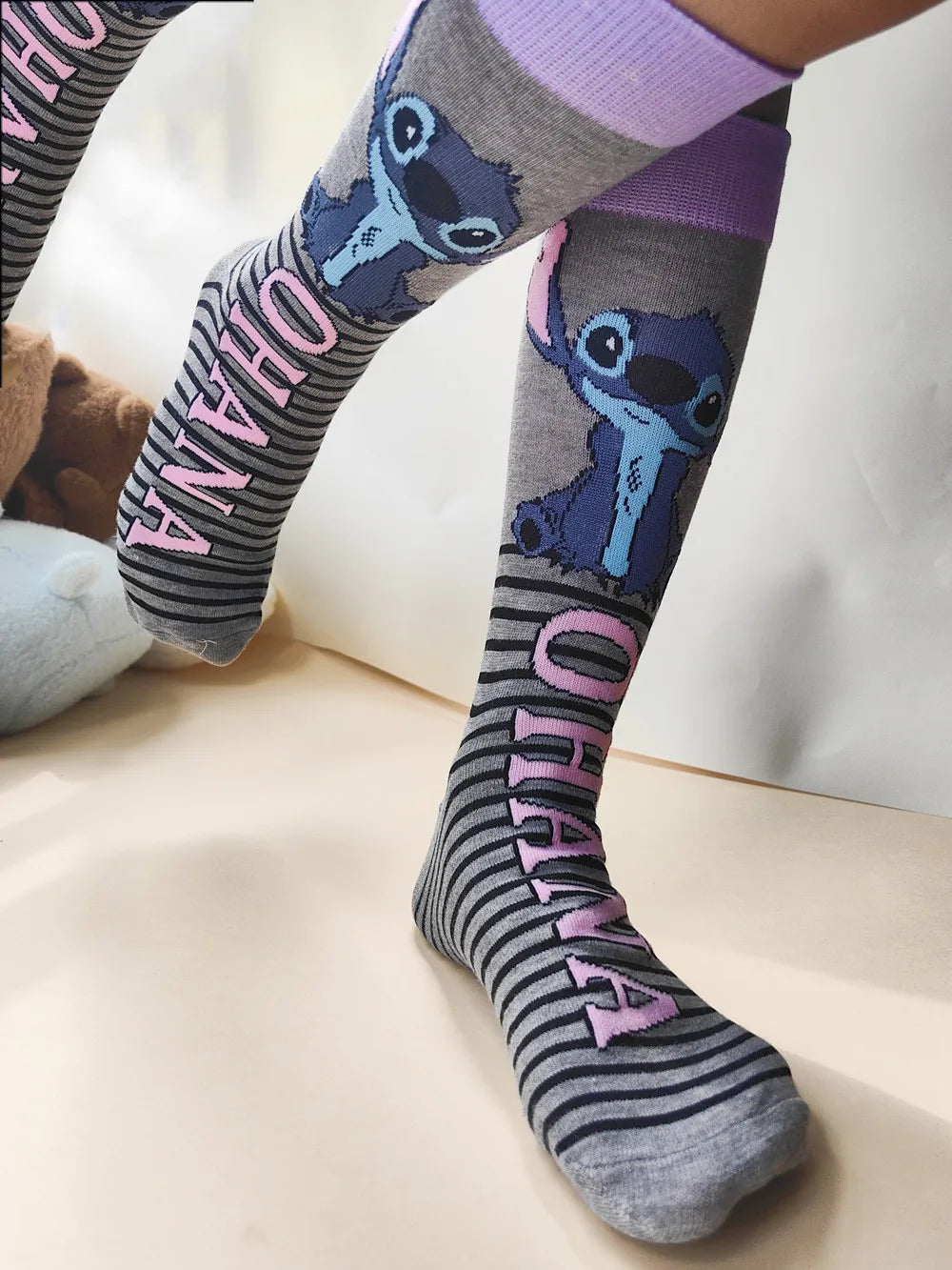 Diseny Stitch Cartoon Long Woman Socks Stitch Kawaii Men Socks Creative Skateboard socks Fashion knee-high Socks Size 37-45