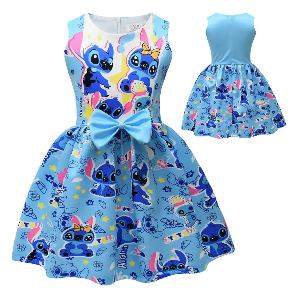 Lilo & Stitch Girls Dress Cute Cartoon Fashion Kids Holiday Cosplay Dress Girl Summer Stitch Princess Dress Birthday Gift