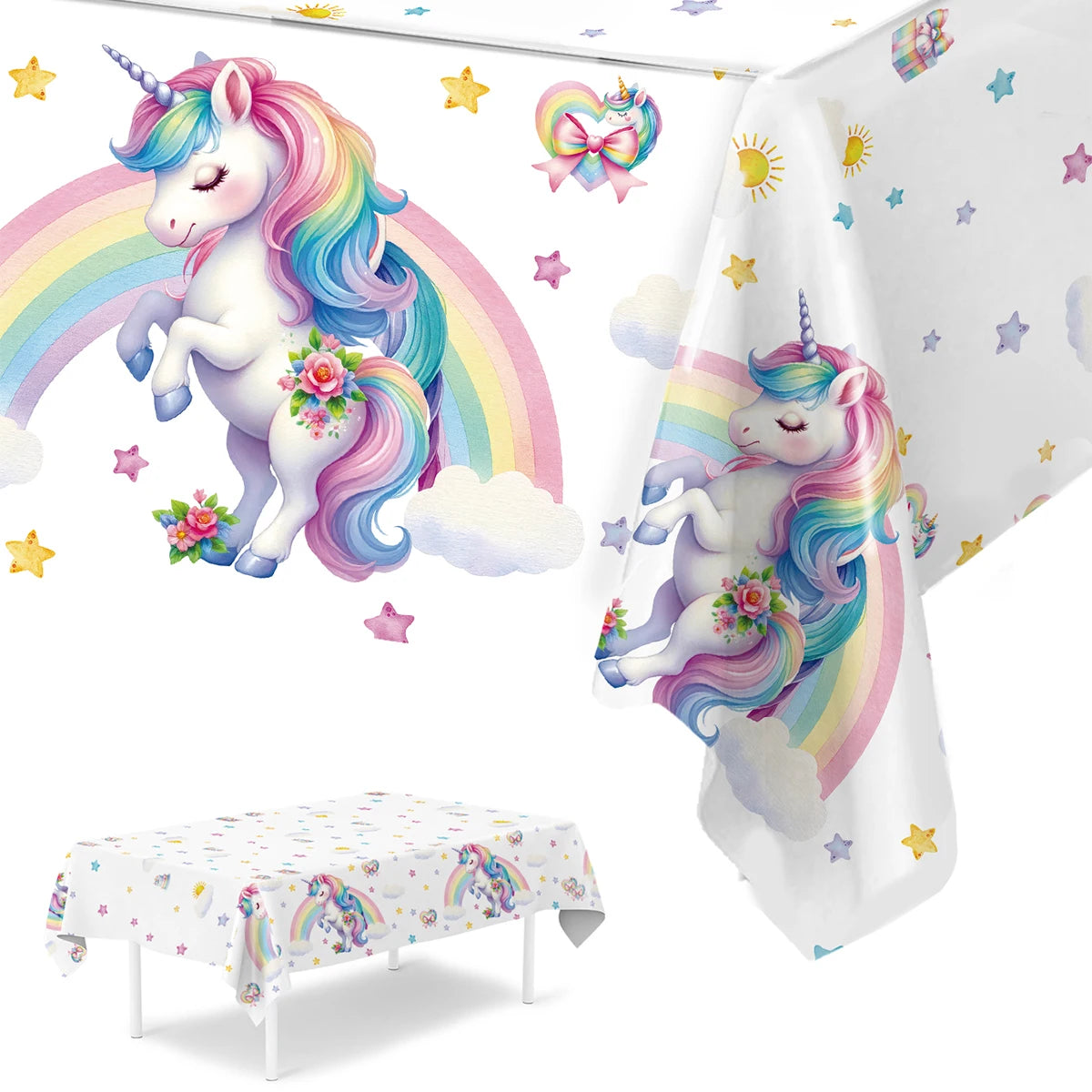 Rainbow Unicorn Disposable Tableware Happy 1st Birthday Party Decorations Kids Unicorn Theme Wedding Baby Shower Girls Supplies