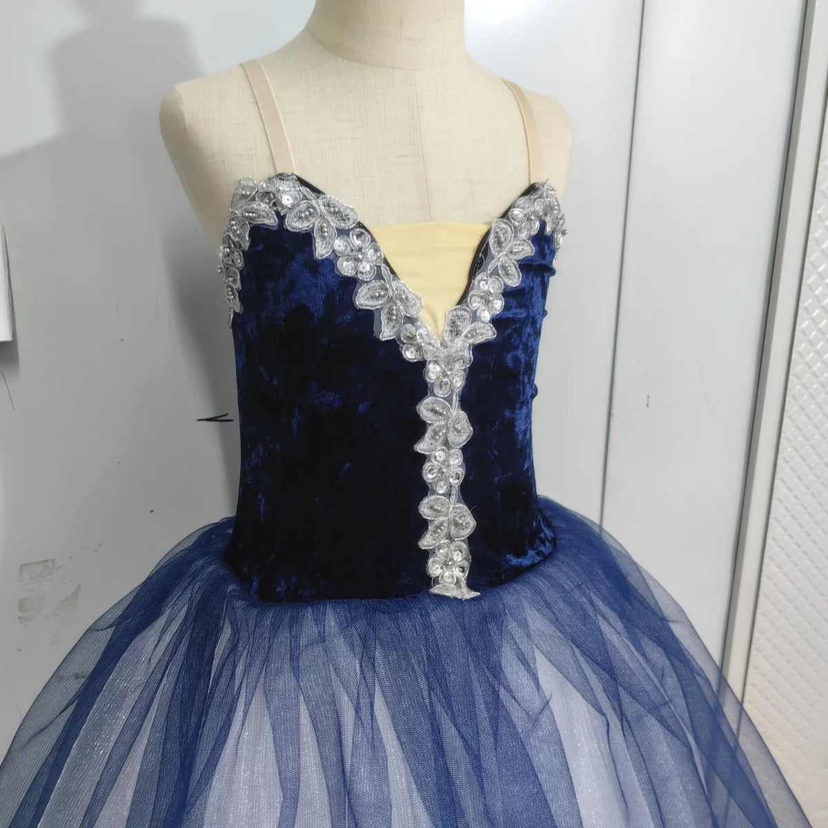 Blue Ballet Tutu Skirts Performance Costumes Princess Dance Practice Long Romantic Dress