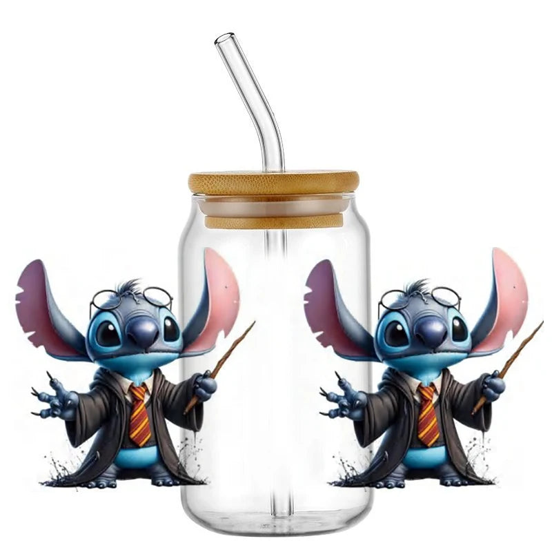 Miniso Stitch Baseball 16OZ UV DTF Cup Wraps Transfer Sticker For Glass Libbey Can Bottle waterproof DIY Custom