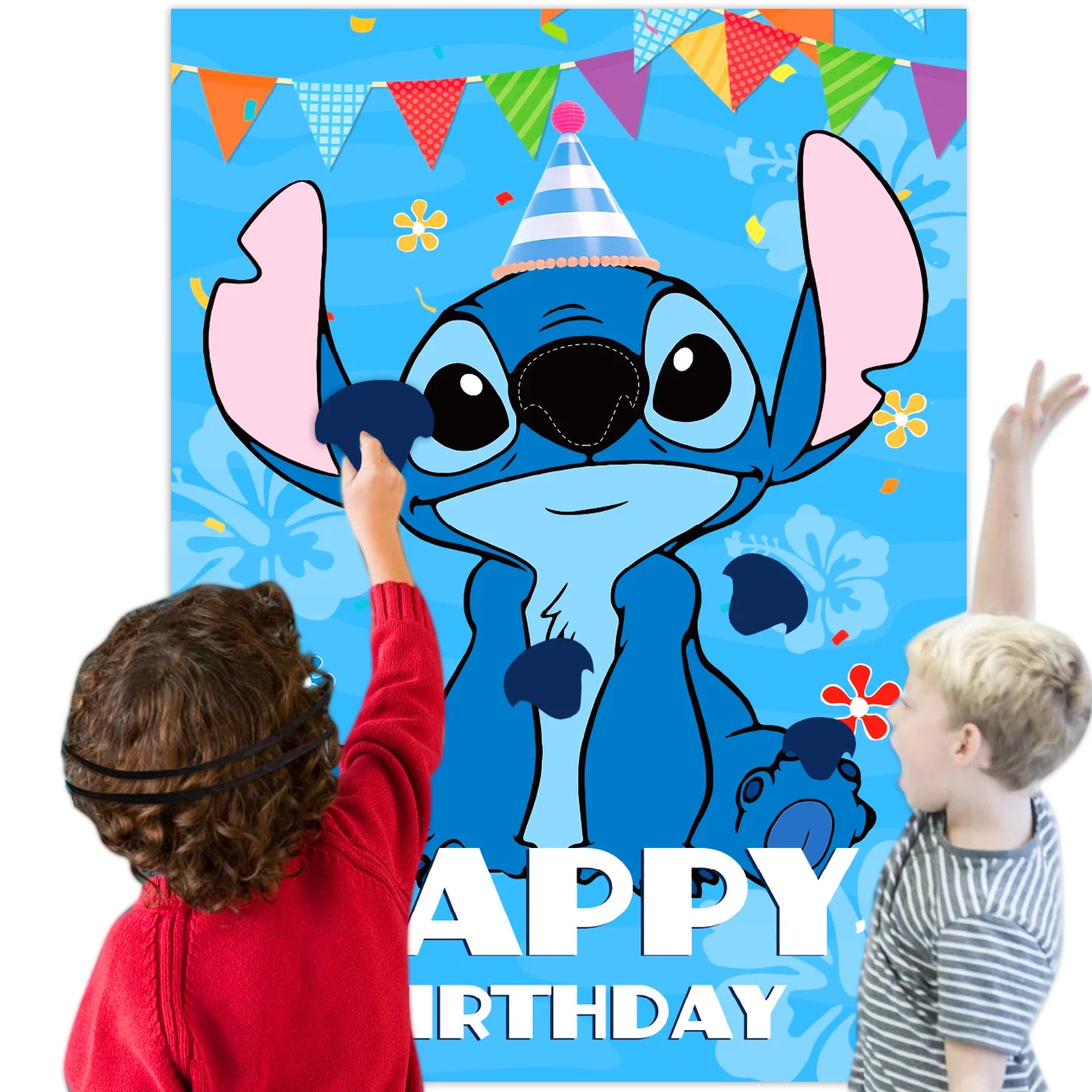Pin The Nose on The lilo Stitch Birthday Party Game Stickers Poster Stitch Party Background Party Game Kids Favor Gifts Supplies