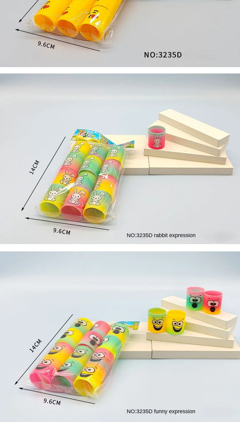 12Pcs Neon Rainbow Plastic Smile Magic Spring Toys for Children Birthday Party Favors Piñata Fillers Carnival Prizes Goodie Bag