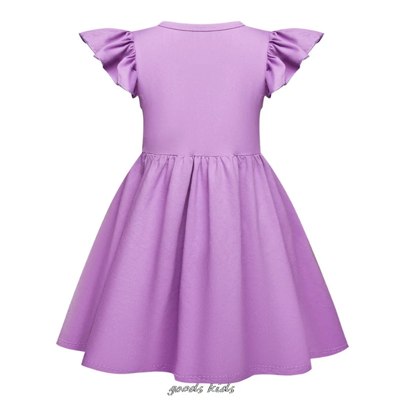 Hot Lilo And Stitch Children's Dress Set Cartoon Cute Girl Dress Flying Sleeve Toddler Dress And Small Bag Birthday Gift