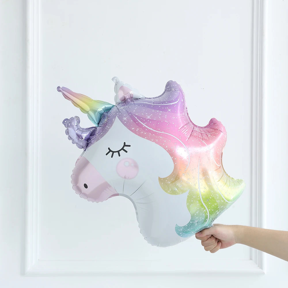 Large Rainbow Unicorn Helium Balloons 40inch Number Foil Balloons Unicorn Theme Birthday Girl Boy Party Decoration Baby Shower