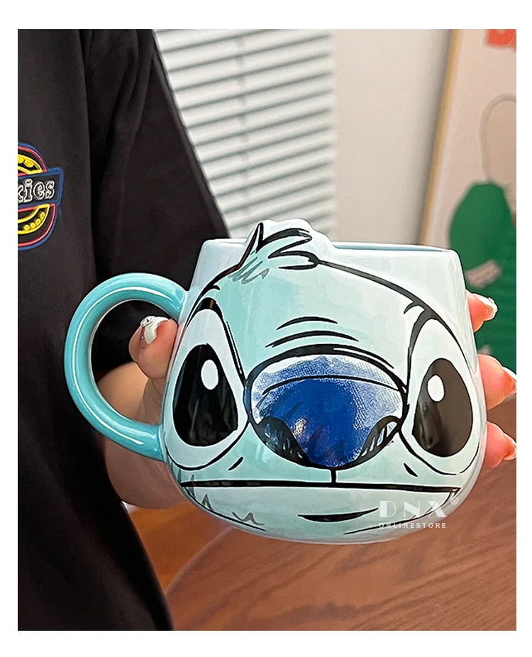 Miniso Stitch Coffee Cup Cartoon Mug Ceramic Cup Kawaii Home Furnishings Milk Cup Cute Holiday Birthday Gifts for Boys and Girls