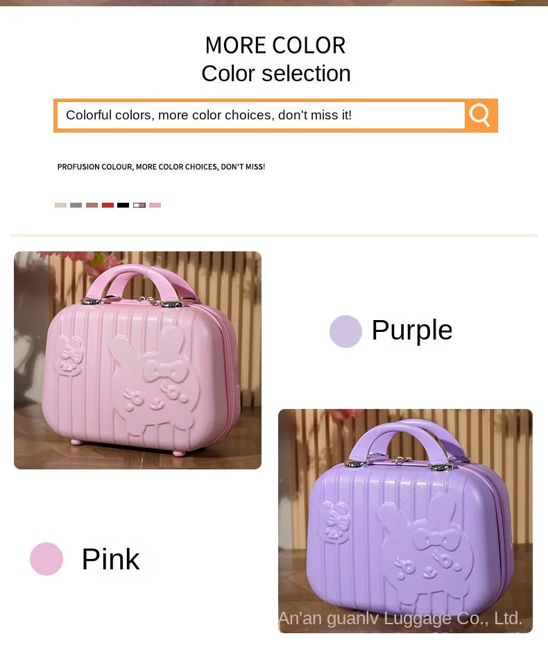 2024 New Cartoon Rabbit Children Suitcase Small Makeup Box ABS Travel Girls Hand Gift Mini Boarding Case Travel Rolling Luggage