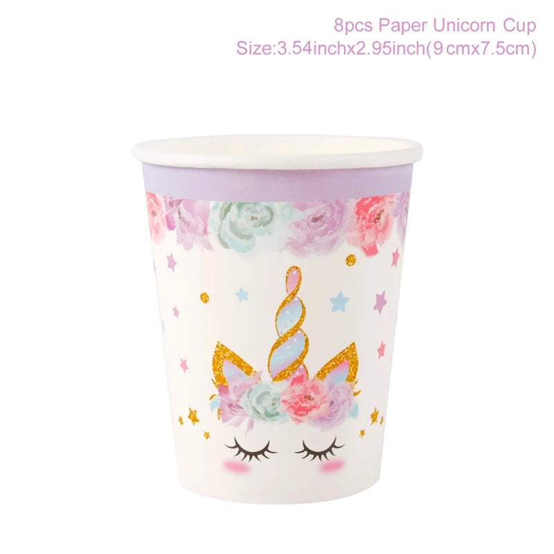 Rainbow Unicorn Disposable Tableware Background Unicorn Birthday Party Decorations Kids Baby Shower Girl Birthday Party Supplies
