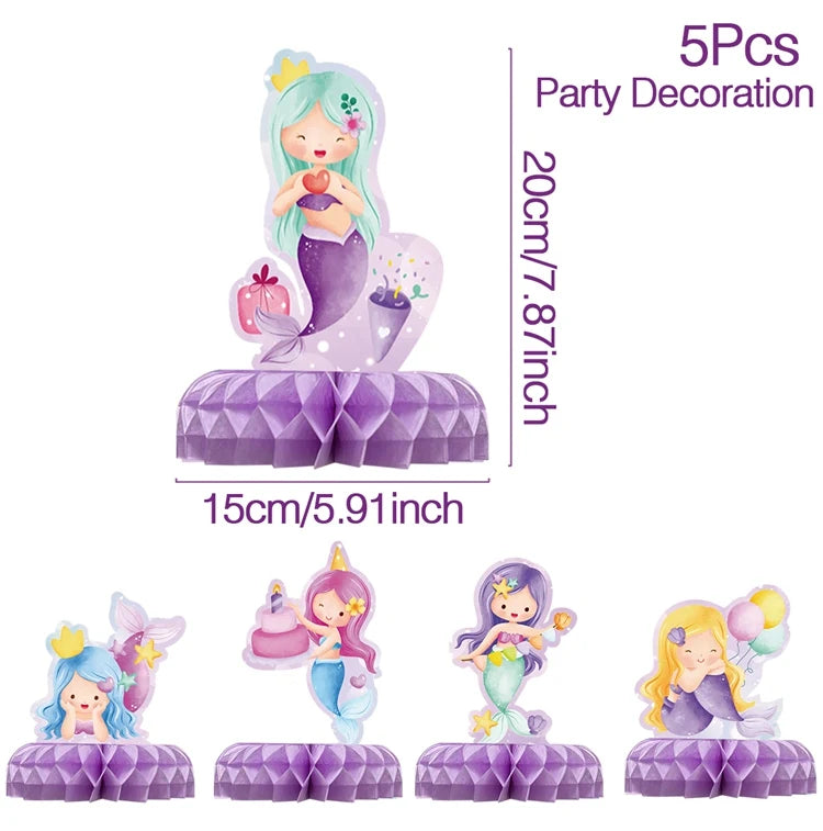 Mermaid Party Disposable Tableware Banner Mermaid Birthday Party Decorations Girl Under the Sea Party Decoration Baby Shower