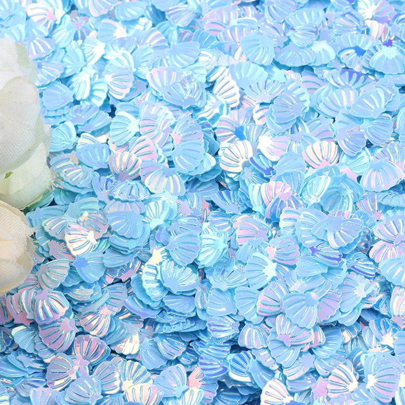 15g 7mm Iridescent Metallic Glitter Shell Confetti Mermaid Party Table Sequin Scatter DIY Decor Wedding Under the Sea Theme