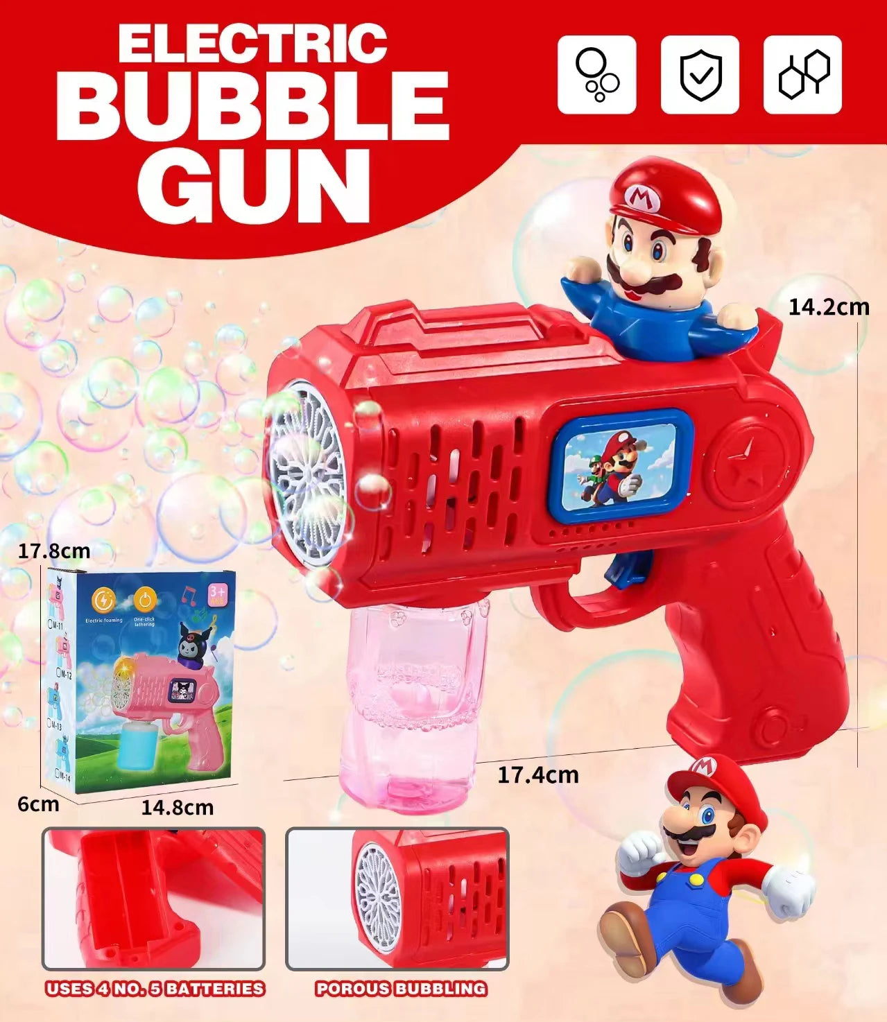 Stitch Hello kitty Bubble Gun Toys For Kids Soap Bubbles Children Party Games Summer Outdoor kids Electric Bubble machines Gift