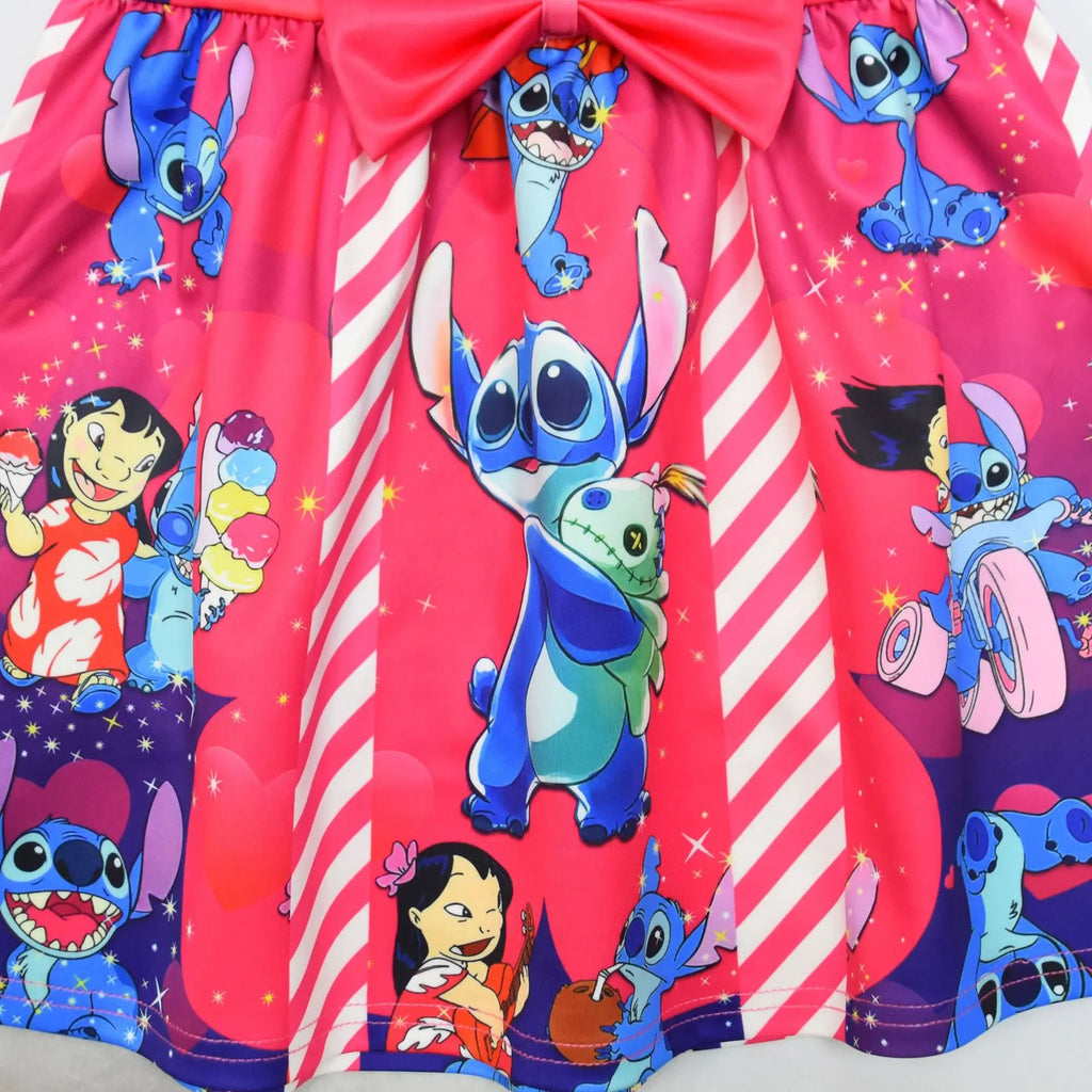 Lilo and Stitch Baby Girls Lilo Stitch Cosplay Princess Dress Kids Birthday Christmas Party Costume Summer Clothes Bow Sundress