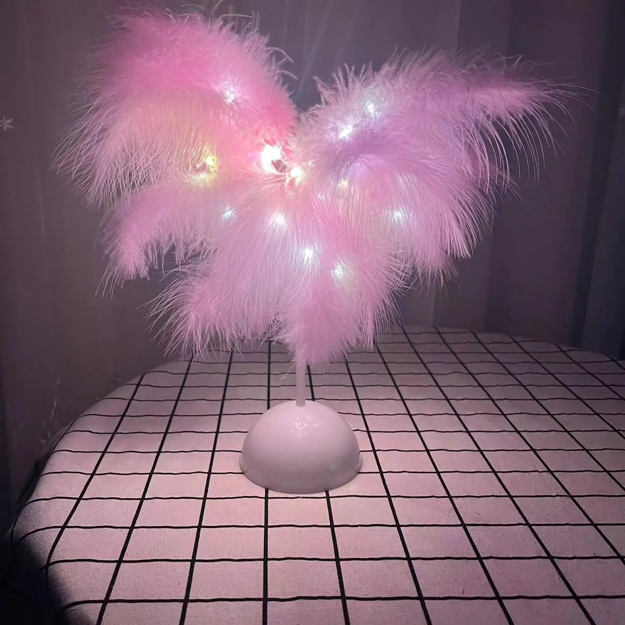 LED Feather Table Lamp Warm White Light Tree Feather Night Light Girl LED Wedding Decorative Lights Birthday Gift Home Decor New