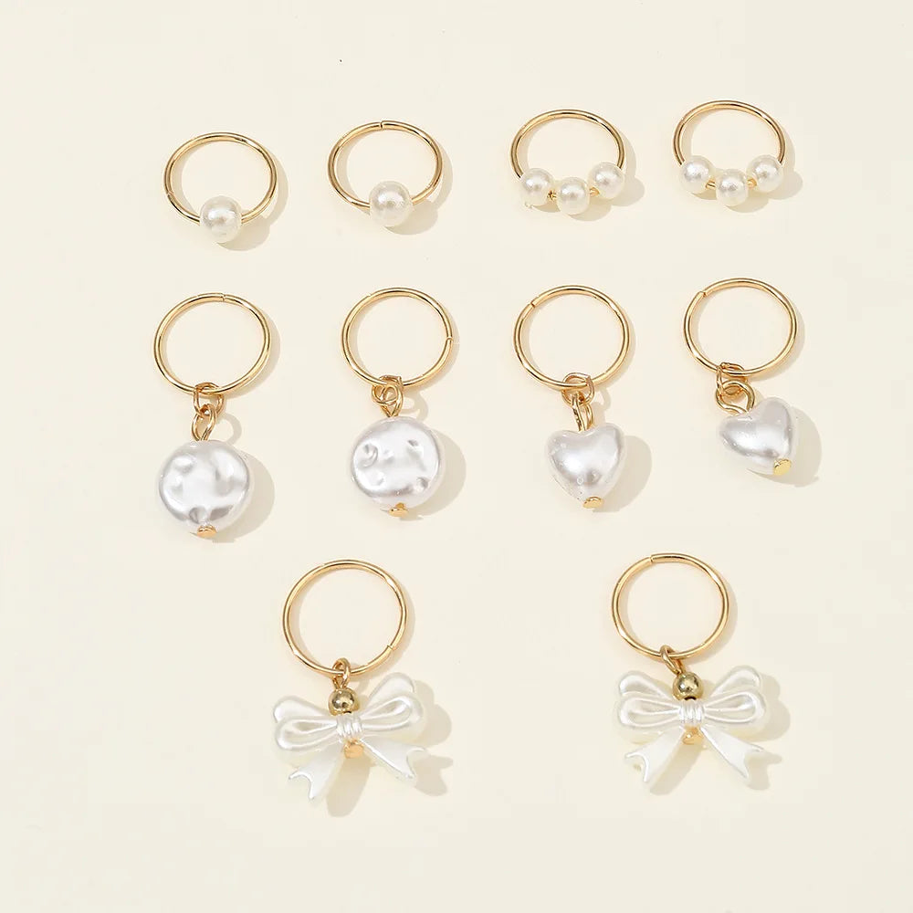 10pcs Hair Charms Metal Pearl Love Bow Hair for Braids Dreadlock Braid Clips Beads Hair Cuffs Clips for Women Girls