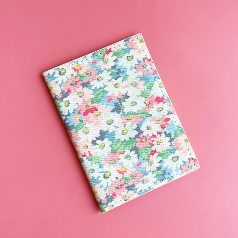 Flower and Plants Passport Cover PU Leather Travel Passport Holder for Girls Business Card Case Plane Ticket Card Holders Women