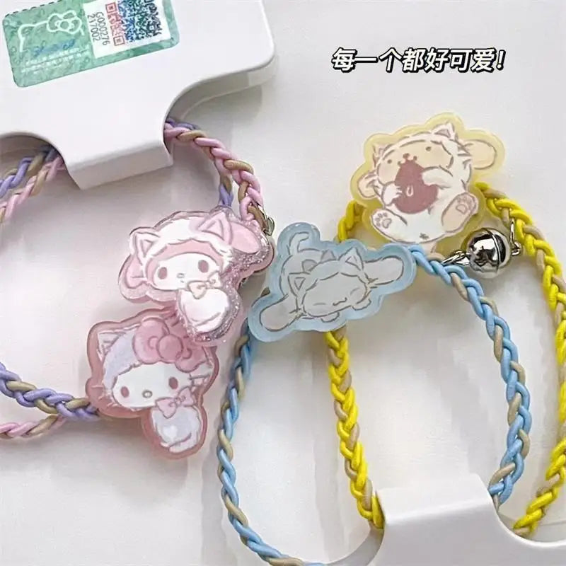 Sanrio Cinnamoroll Kuromi Melody Hair Band Cute Cartoon Girl&Child Sweet Bestie Hairpin Charm Ponytail Holder Holiday Gifts