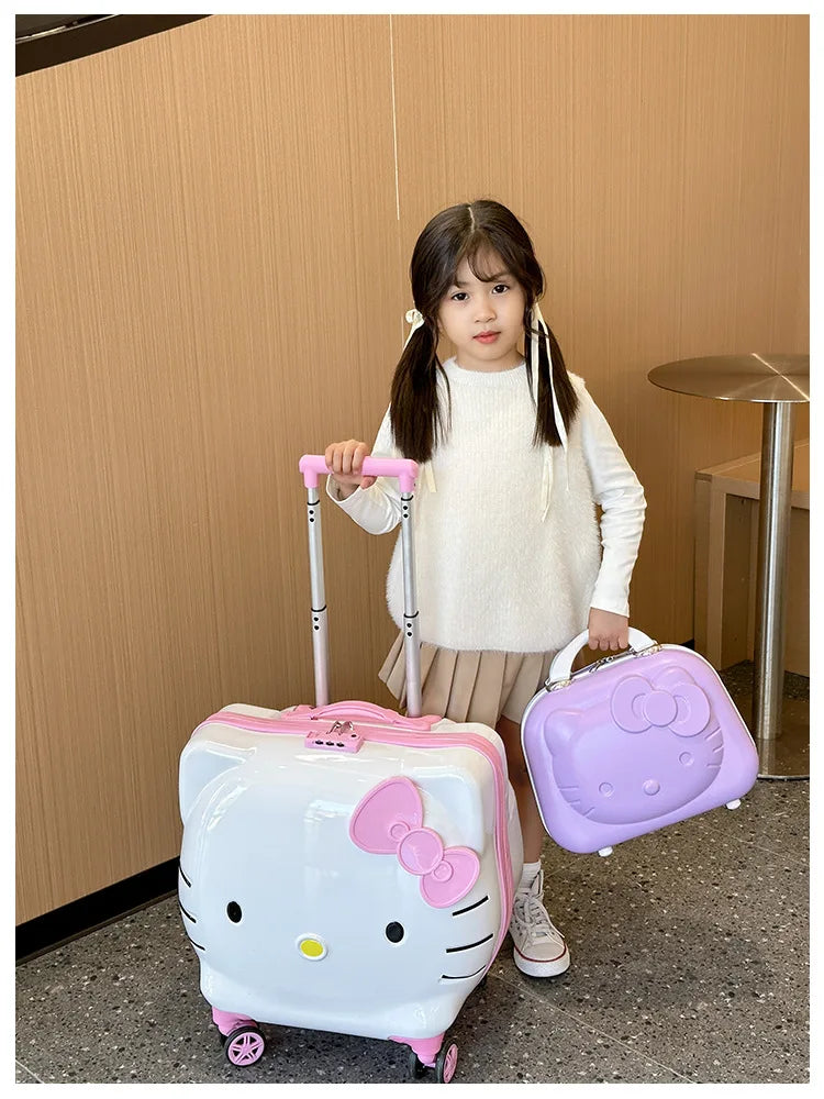 Hello Kittys Trolley Case Girls Sanrioed Universal Wheel Trolley Portable Suitcase Cartoon Travel Boarding Case Kids Toys Gift