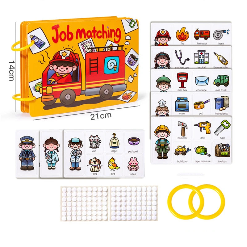Montessori Educational Toys Toddler DIY Busy Book Job Matching Game Jobs Cognition Fine Motor Skill Activities Early Learning