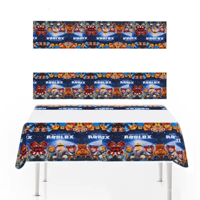 Roblox Theme 1pcs/lot Happy Birthday Party Table Kit Cover Baby Shower Decorations Kids Boys Girls Favors toy Plastic Tablecloth