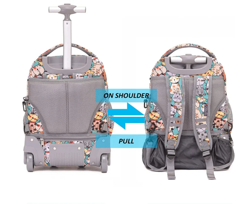 Children Rolling Backpack 16 inch Set 3 in 1 with Lunch Bag  Pencil Case for Girls Kids Travel Trolley Rolling Luggage Suitcase